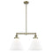 Cone Island Light shown in the Antique Brass finish with a Matte White shade