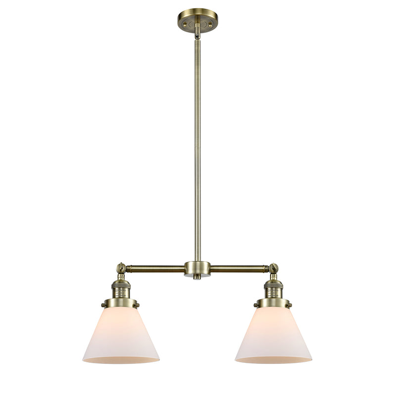 Cone Island Light shown in the Antique Brass finish with a Matte White shade