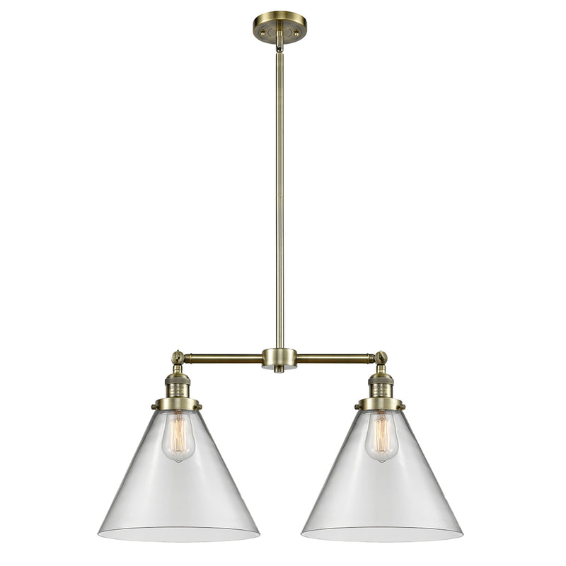 Cone Island Light shown in the Antique Brass finish with a Clear shade