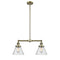 Cone Island Light shown in the Antique Brass finish with a Seedy shade