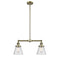 Cone Island Light shown in the Antique Brass finish with a Seedy shade