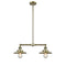 Railroad Island Light shown in the Antique Brass finish with a Antique Brass shade