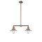 Halophane Island Light shown in the Antique Copper finish with a Clear Halophane shade