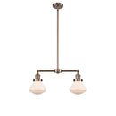 Olean Island Light shown in the Antique Copper finish with a Matte White shade