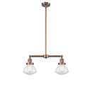 Olean Island Light shown in the Antique Copper finish with a Seedy shade