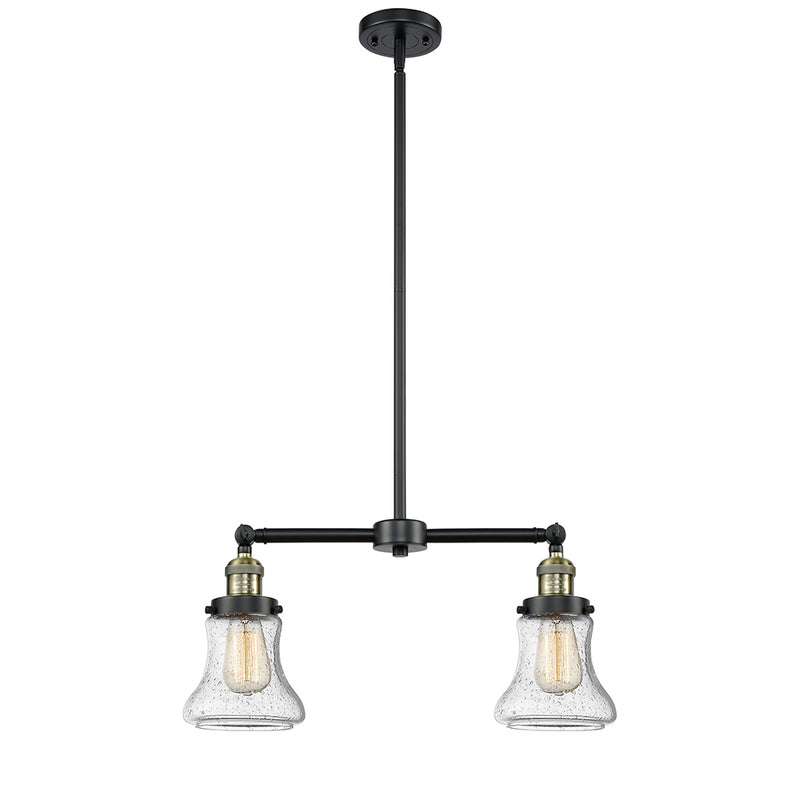 Bellmont Island Light shown in the Black Antique Brass finish with a Seedy shade