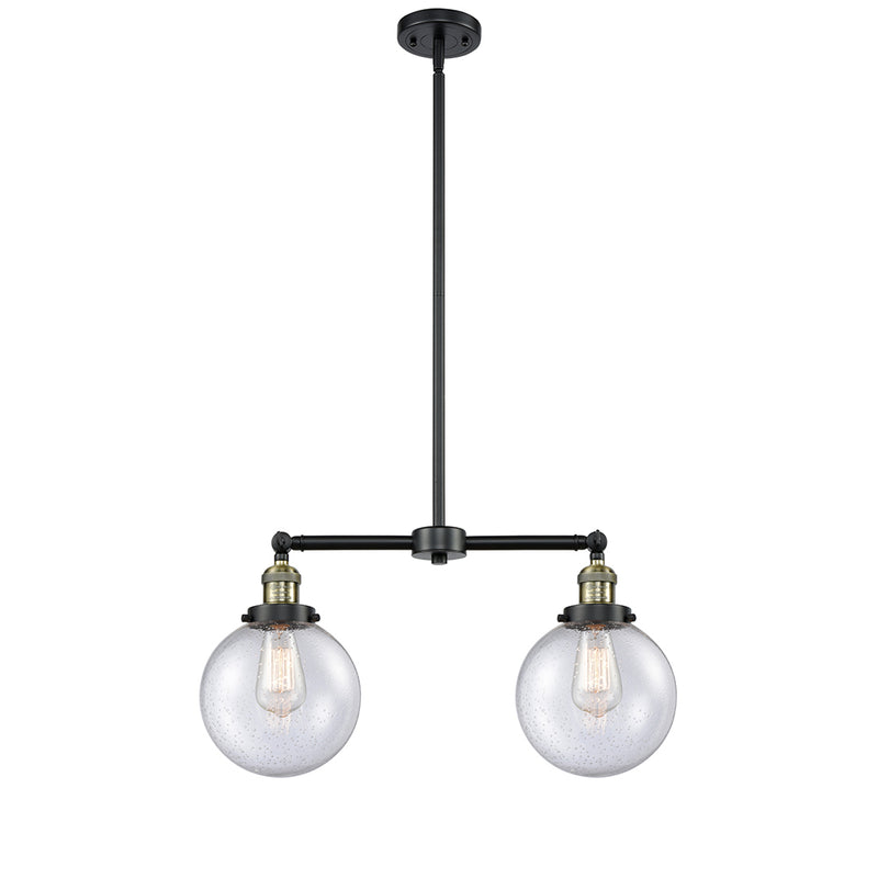 Beacon Island Light shown in the Black Antique Brass finish with a Seedy shade