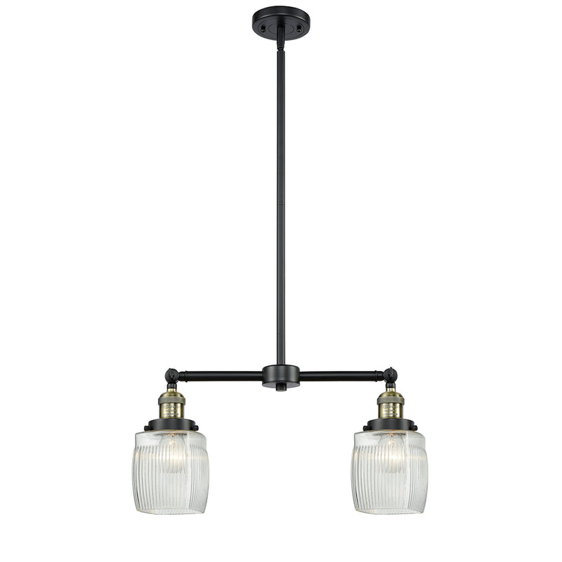 Colton Island Light shown in the Black Antique Brass finish with a Clear Halophane shade