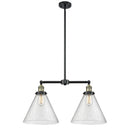 Cone Island Light shown in the Black Antique Brass finish with a Seedy shade