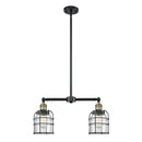 Bell Cage Island Light shown in the Black Antique Brass finish with a Clear shade