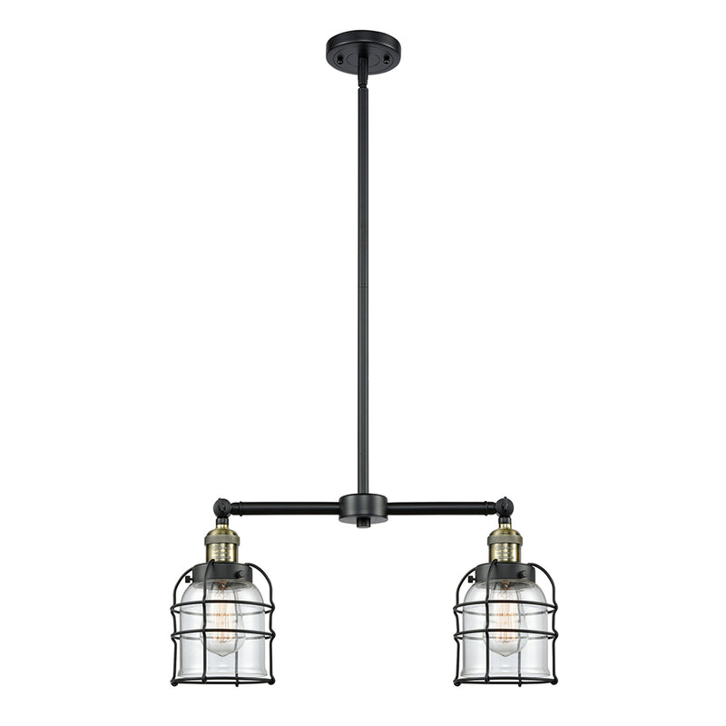 Bell Cage Island Light shown in the Black Antique Brass finish with a Clear shade