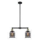 Bell Cage Island Light shown in the Black Antique Brass finish with a Plated Smoke shade