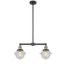 Oxford Island Light shown in the Black Antique Brass finish with a Seedy shade