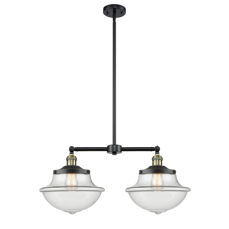 Oxford Island Light shown in the Black Antique Brass finish with a Clear shade