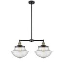 Oxford Island Light shown in the Black Antique Brass finish with a Seedy shade