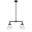 Cone Island Light shown in the Black Antique Brass finish with a Seedy shade