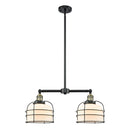 Bell Cage Island Light shown in the Black Antique Brass finish with a Matte White shade