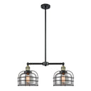 Bell Cage Island Light shown in the Black Antique Brass finish with a Plated Smoke shade