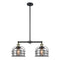 Bell Cage Island Light shown in the Black Antique Brass finish with a Plated Smoke shade