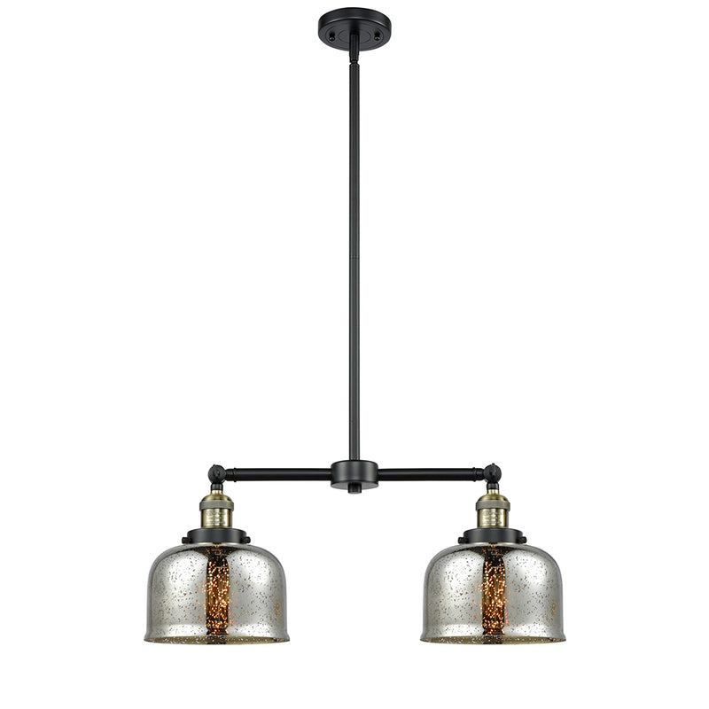 Bell Island Light shown in the Black Antique Brass finish with a Silver Plated Mercury shade