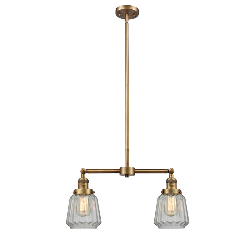 Chatham Island Light shown in the Brushed Brass finish with a Clear shade