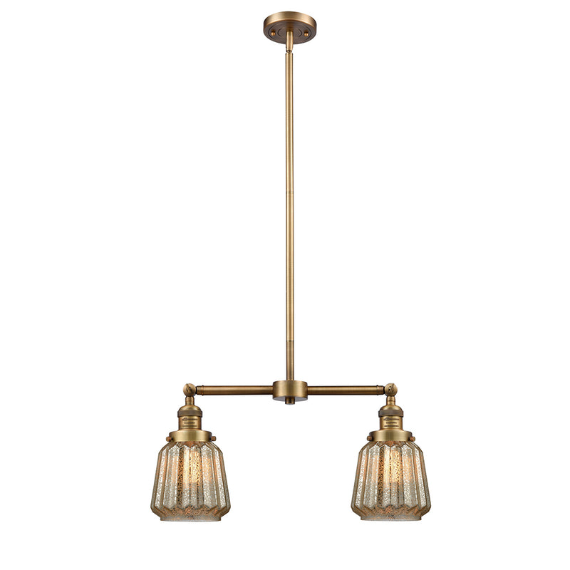 Chatham Island Light shown in the Brushed Brass finish with a Mercury shade