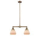 Fulton Island Light shown in the Brushed Brass finish with a Matte White shade