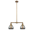 Fulton Island Light shown in the Brushed Brass finish with a Plated Smoke shade