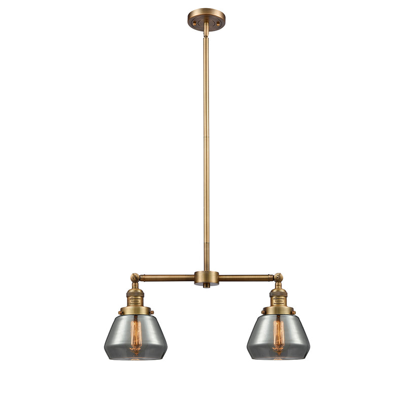 Fulton Island Light shown in the Brushed Brass finish with a Plated Smoke shade