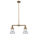 Bellmont Island Light shown in the Brushed Brass finish with a Clear shade