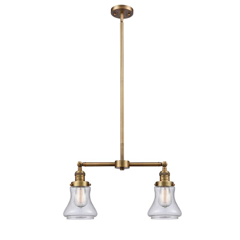 Bellmont Island Light shown in the Brushed Brass finish with a Seedy shade