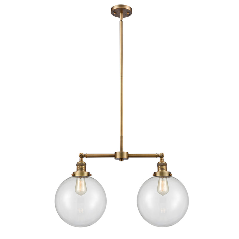 Beacon Island Light shown in the Brushed Brass finish with a Clear shade