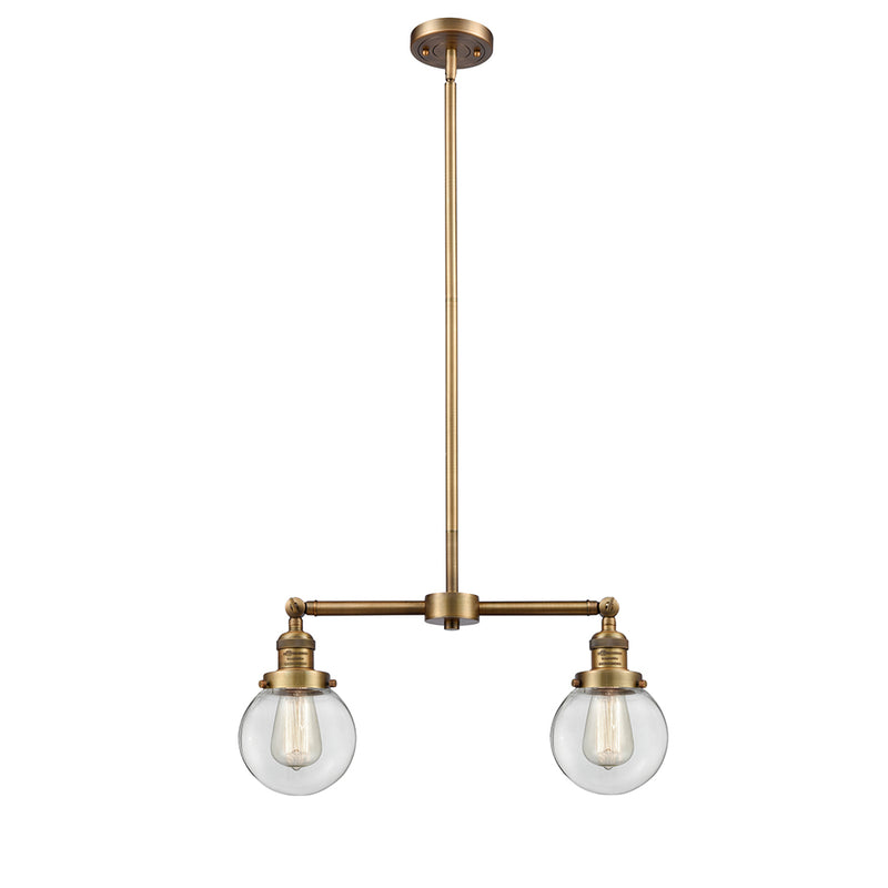 Beacon Island Light shown in the Brushed Brass finish with a Clear shade