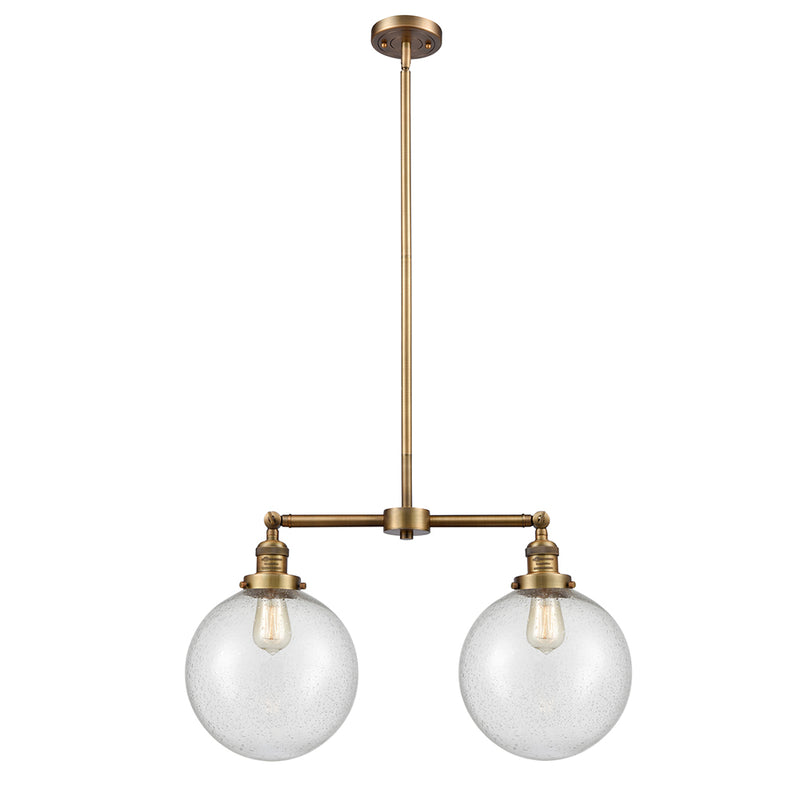 Beacon Island Light shown in the Brushed Brass finish with a Seedy shade