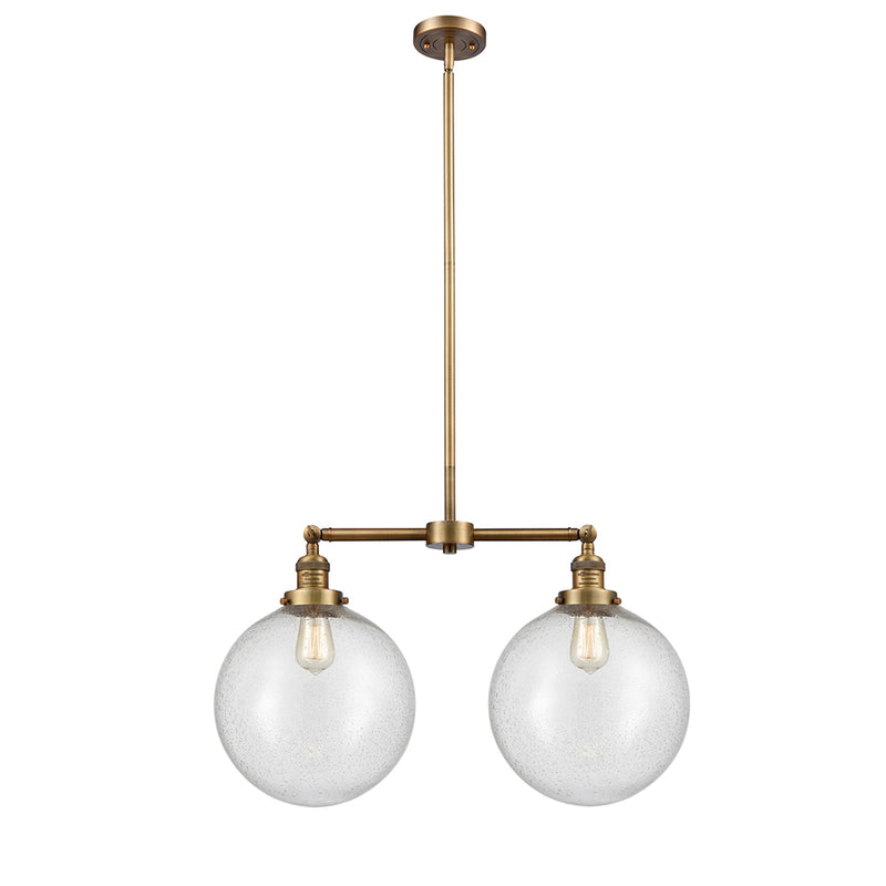 Beacon Island Light shown in the Brushed Brass finish with a Seedy shade