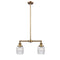 Colton Island Light shown in the Brushed Brass finish with a Clear Halophane shade