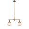 Olean Island Light shown in the Brushed Brass finish with a Matte White shade