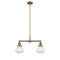 Olean Island Light shown in the Brushed Brass finish with a Clear shade