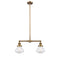 Olean Island Light shown in the Brushed Brass finish with a Seedy shade