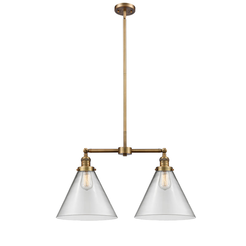 Cone Island Light shown in the Brushed Brass finish with a Clear shade