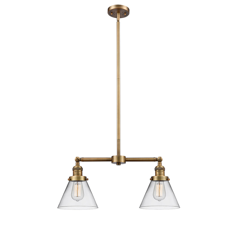 Cone Island Light shown in the Brushed Brass finish with a Clear shade