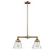 Cone Island Light shown in the Brushed Brass finish with a Seedy shade