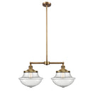 Oxford Island Light shown in the Brushed Brass finish with a Seedy shade