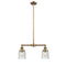 Bell Island Light shown in the Brushed Brass finish with a Seedy shade