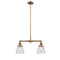 Cone Island Light shown in the Brushed Brass finish with a Clear shade