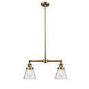 Cone Island Light shown in the Brushed Brass finish with a Seedy shade