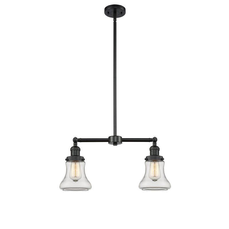 Bellmont Island Light shown in the Matte Black finish with a Clear shade