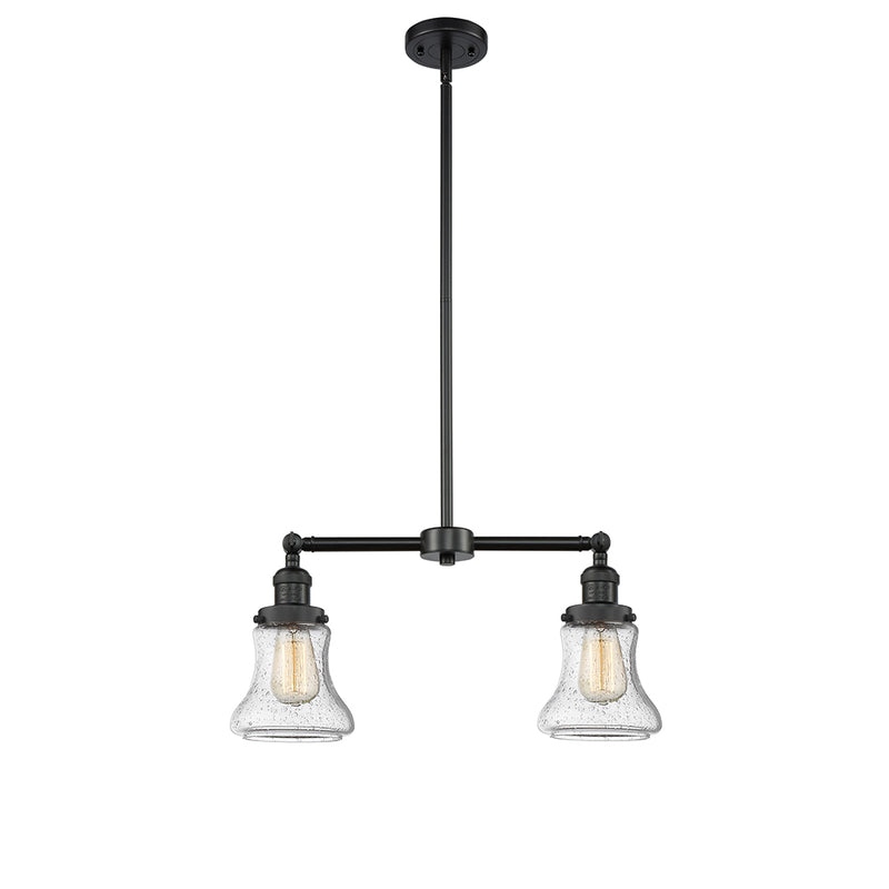 Bellmont Island Light shown in the Matte Black finish with a Seedy shade