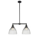 Seneca Falls Island Light shown in the Matte Black finish with a Clear Halophane shade