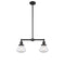 Olean Island Light shown in the Matte Black finish with a Clear shade